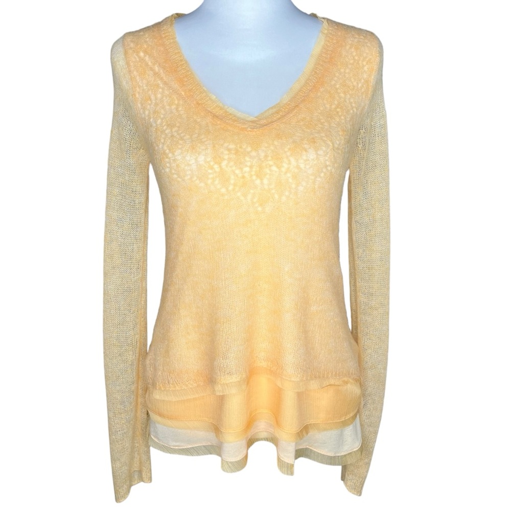 Knitted & Knotted Ruffled Layered Yellow Sweater Size XS